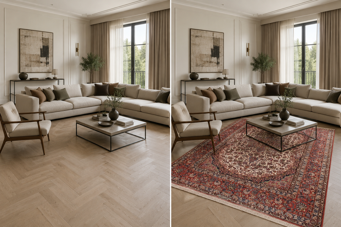 Hand-Knotted Wool & Silk Isfahan Persian Rug, 298 × 198 cm