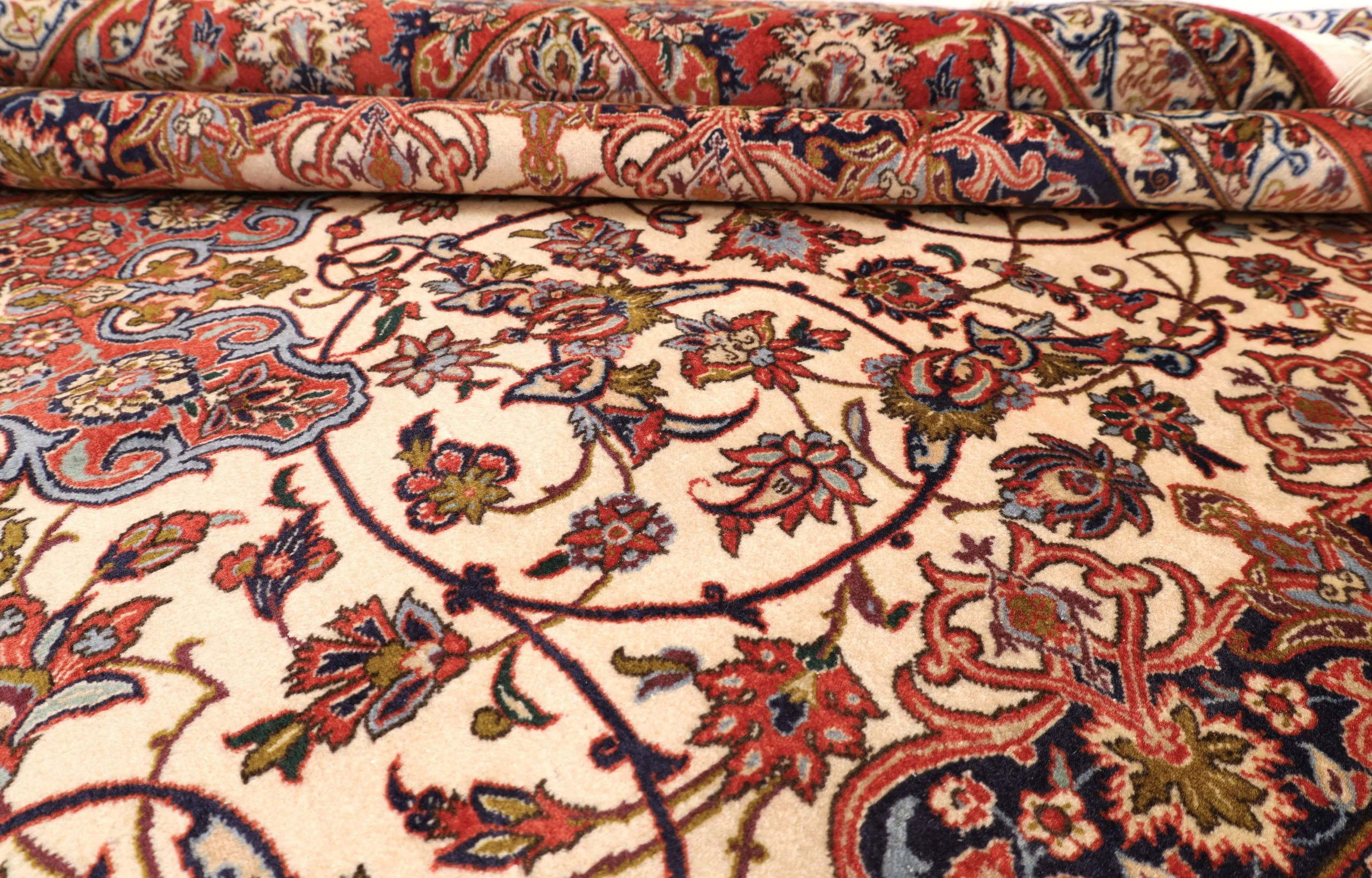 Hand-Knotted Wool & Silk Isfahan Persian Rug, 298 × 198 cm