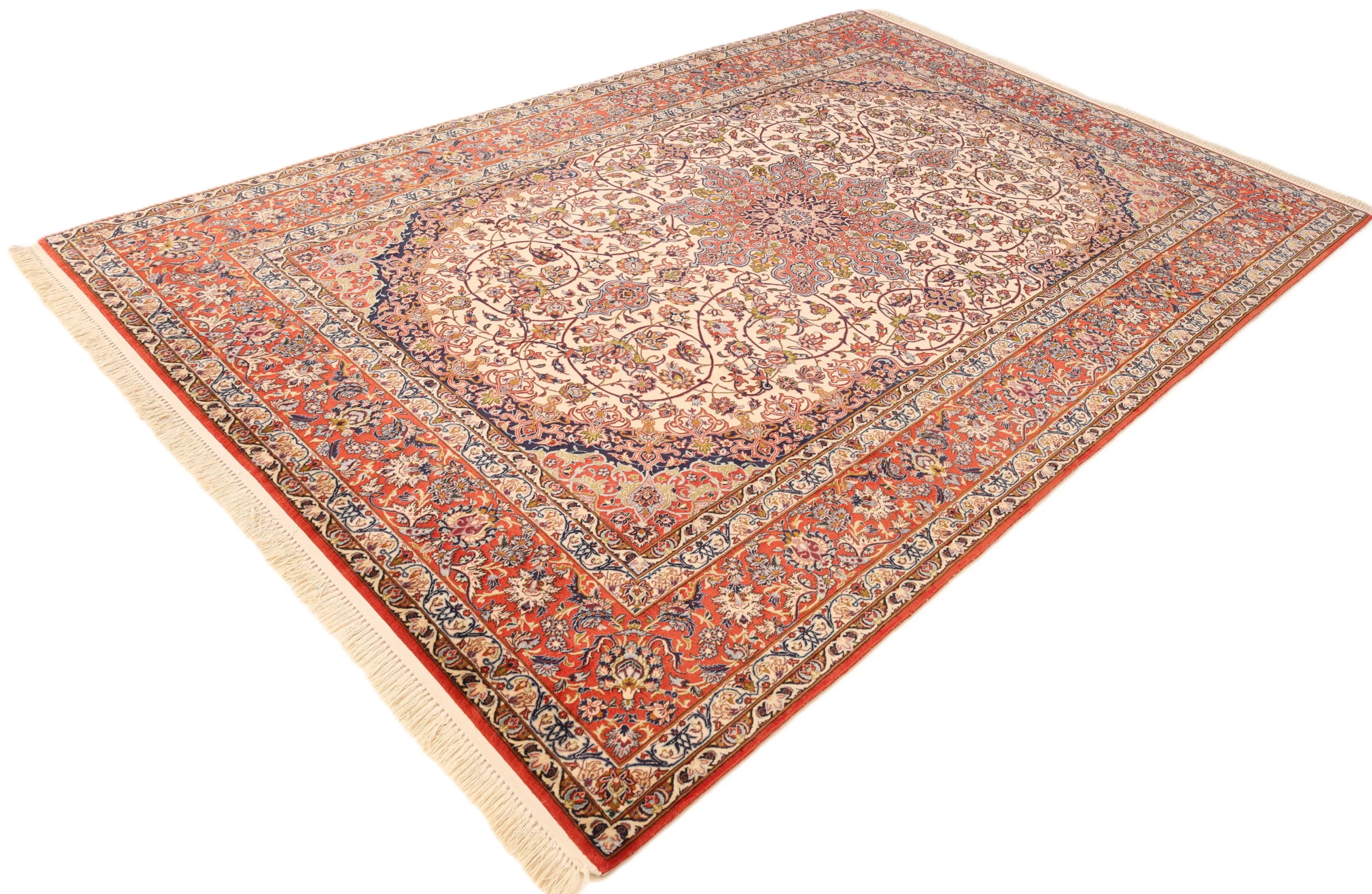 Hand-Knotted Wool & Silk Isfahan Persian Rug, 298 × 198 cm