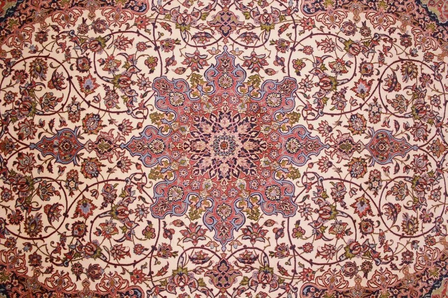 Hand-Knotted Wool & Silk Isfahan Persian Rug, 298 × 198 cm