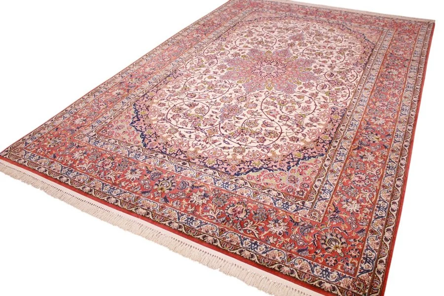 Hand-Knotted Wool & Silk Isfahan Persian Rug, 298 × 198 cm
