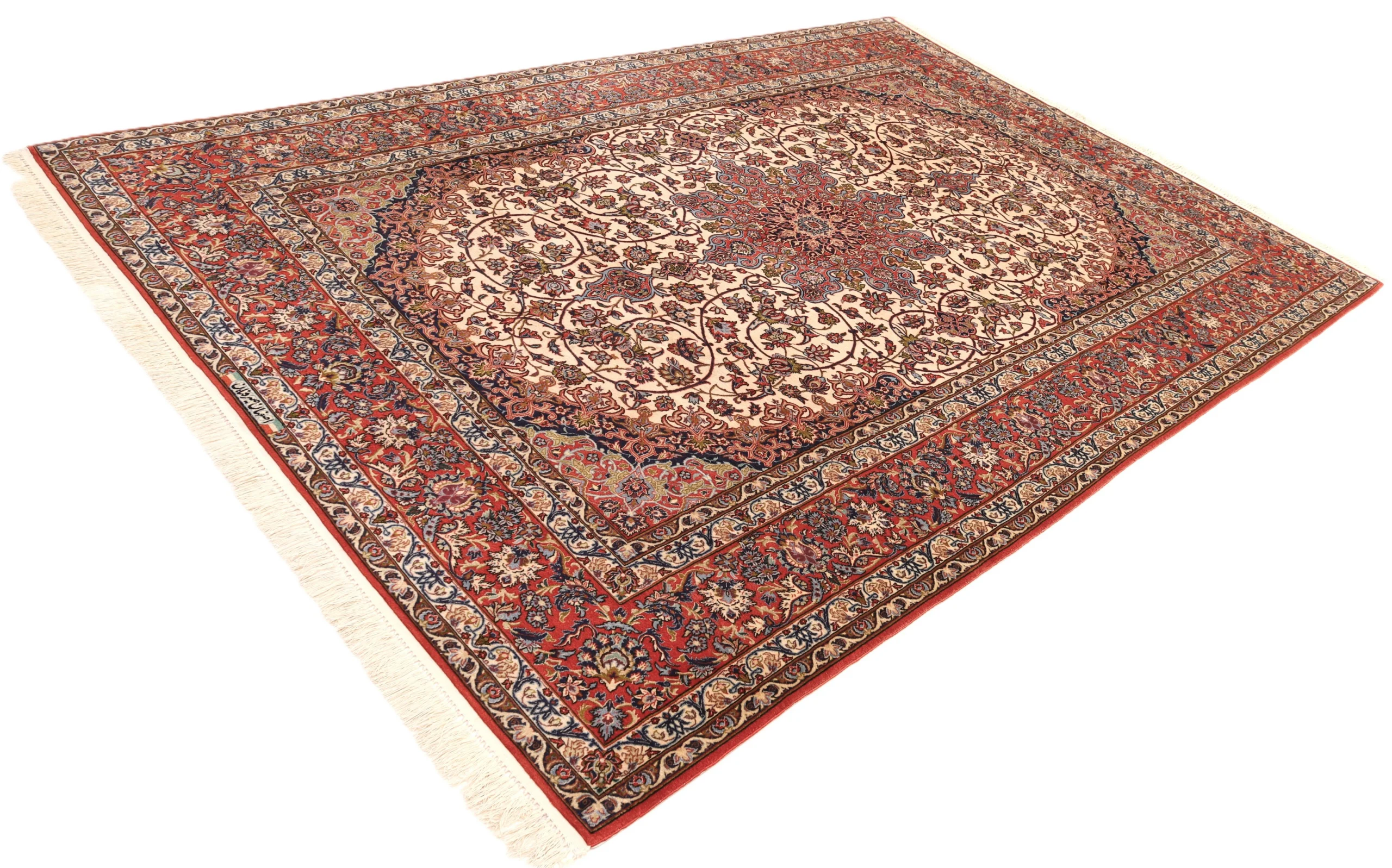 Hand-Knotted Wool & Silk Isfahan Persian Rug, 298 × 198 cm