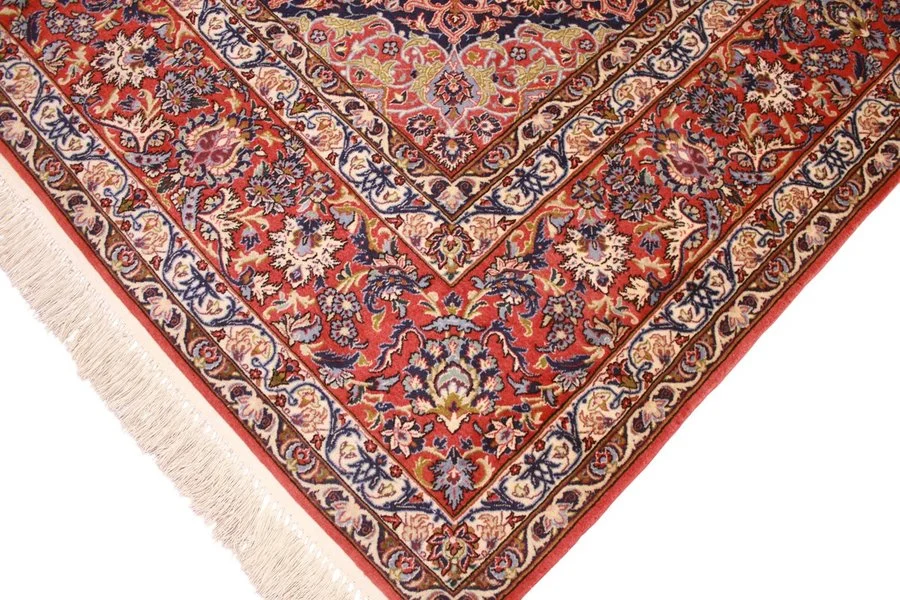 Hand-Knotted Wool & Silk Isfahan Persian Rug, 298 × 198 cm