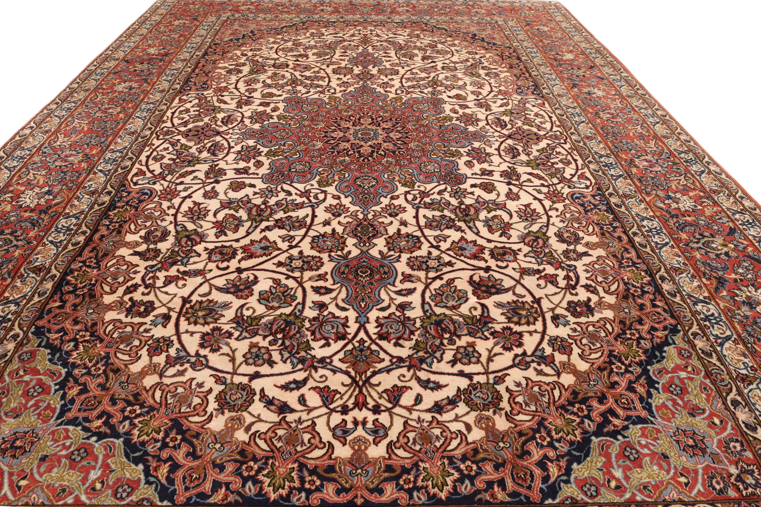Hand-Knotted Wool & Silk Isfahan Persian Rug, 298 × 198 cm