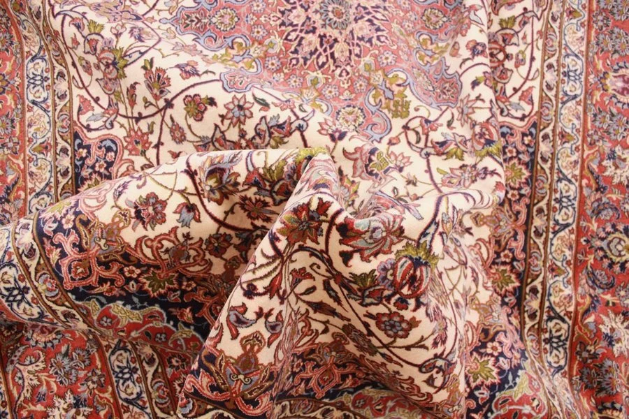 Hand-Knotted Wool & Silk Isfahan Persian Rug, 298 × 198 cm