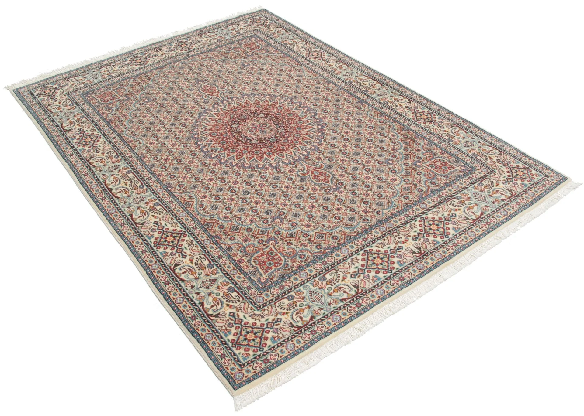 Hand-Knotted Wool Moud Persian Rug, 145 × 197 cm