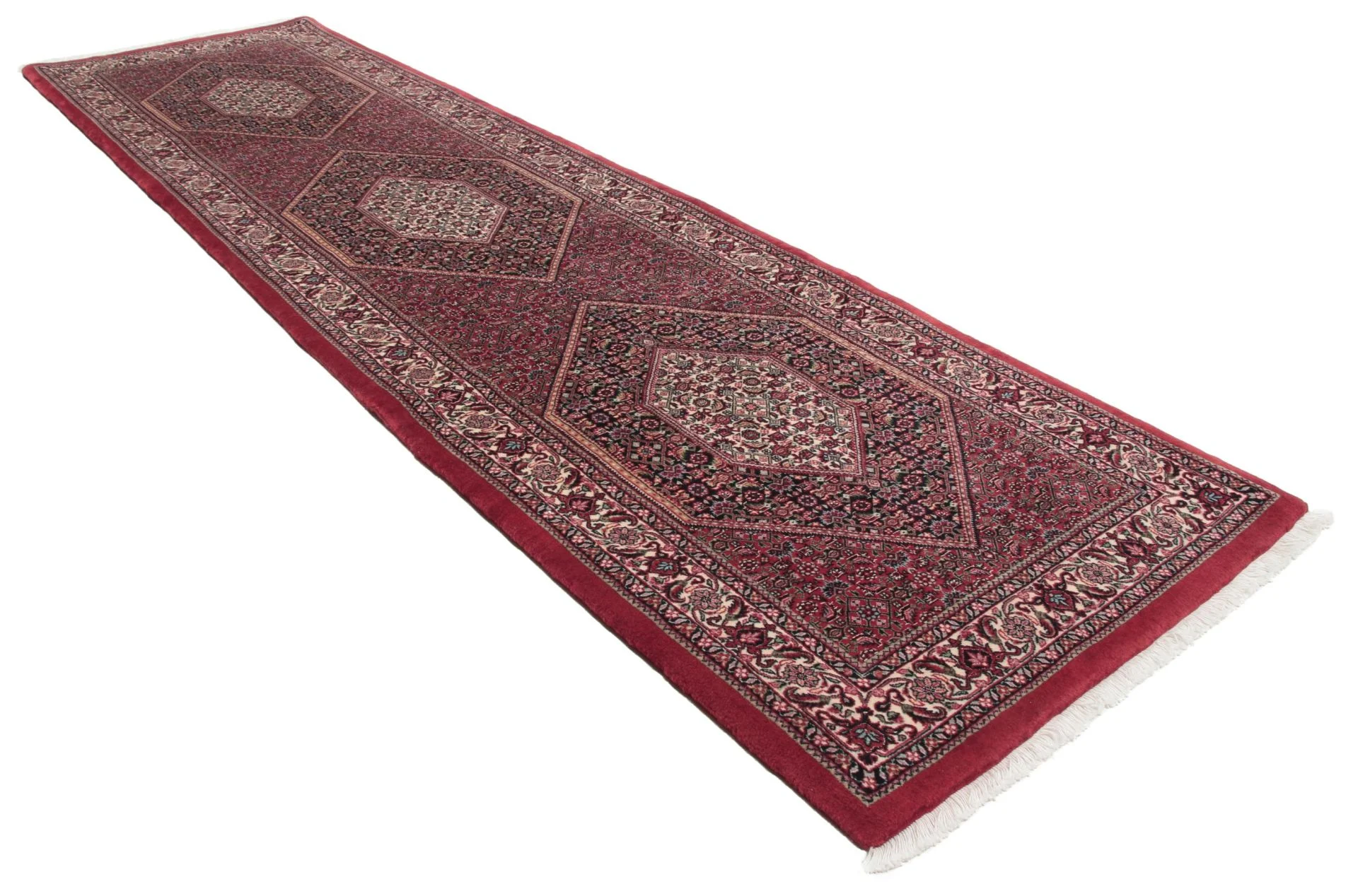 Hand-Knotted Wool & Silk Bijar Persian Rug, 85 × 310 cm