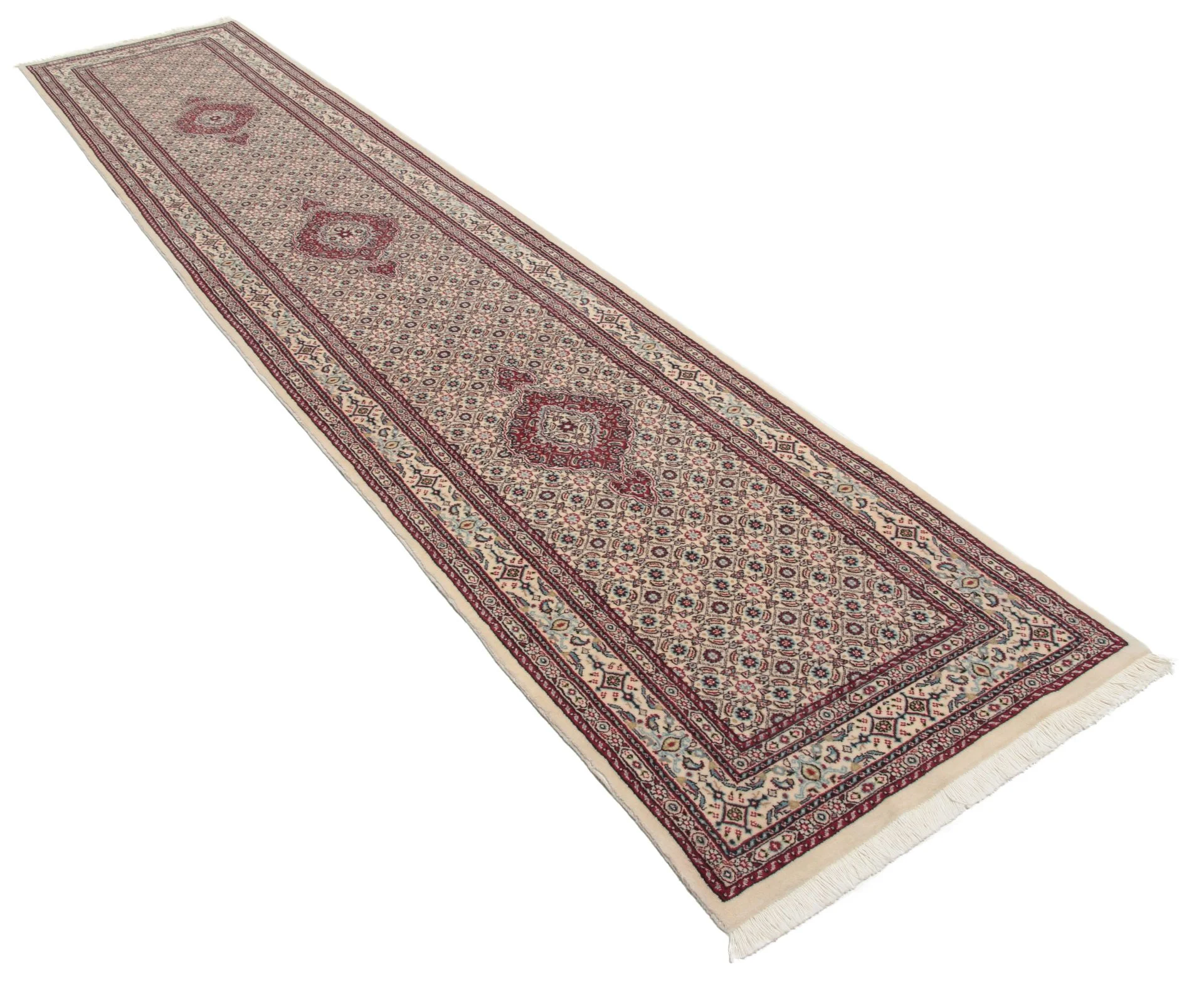 Hand-Knotted Wool Moud Persian Rug, 78 × 390 cm