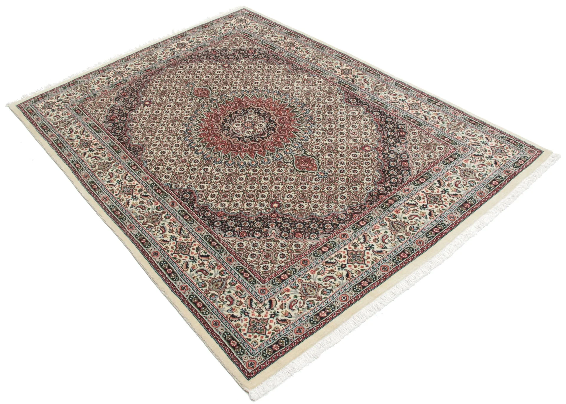 Hand-Knotted Wool Moud Persian Rug, 150 × 205 cm