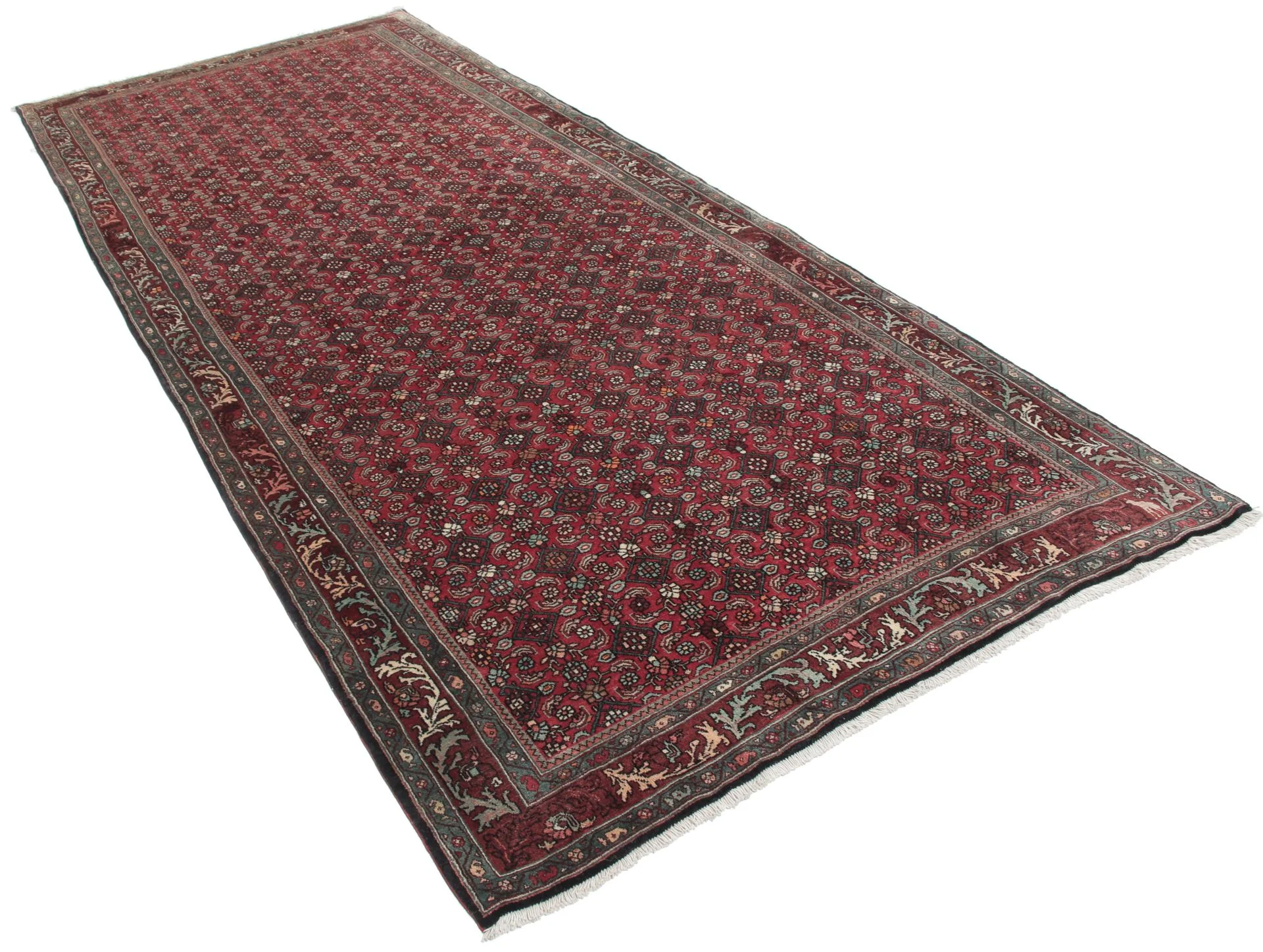 Hand-Knotted Wool Bijar Persian Rug, 155 × 395 cm