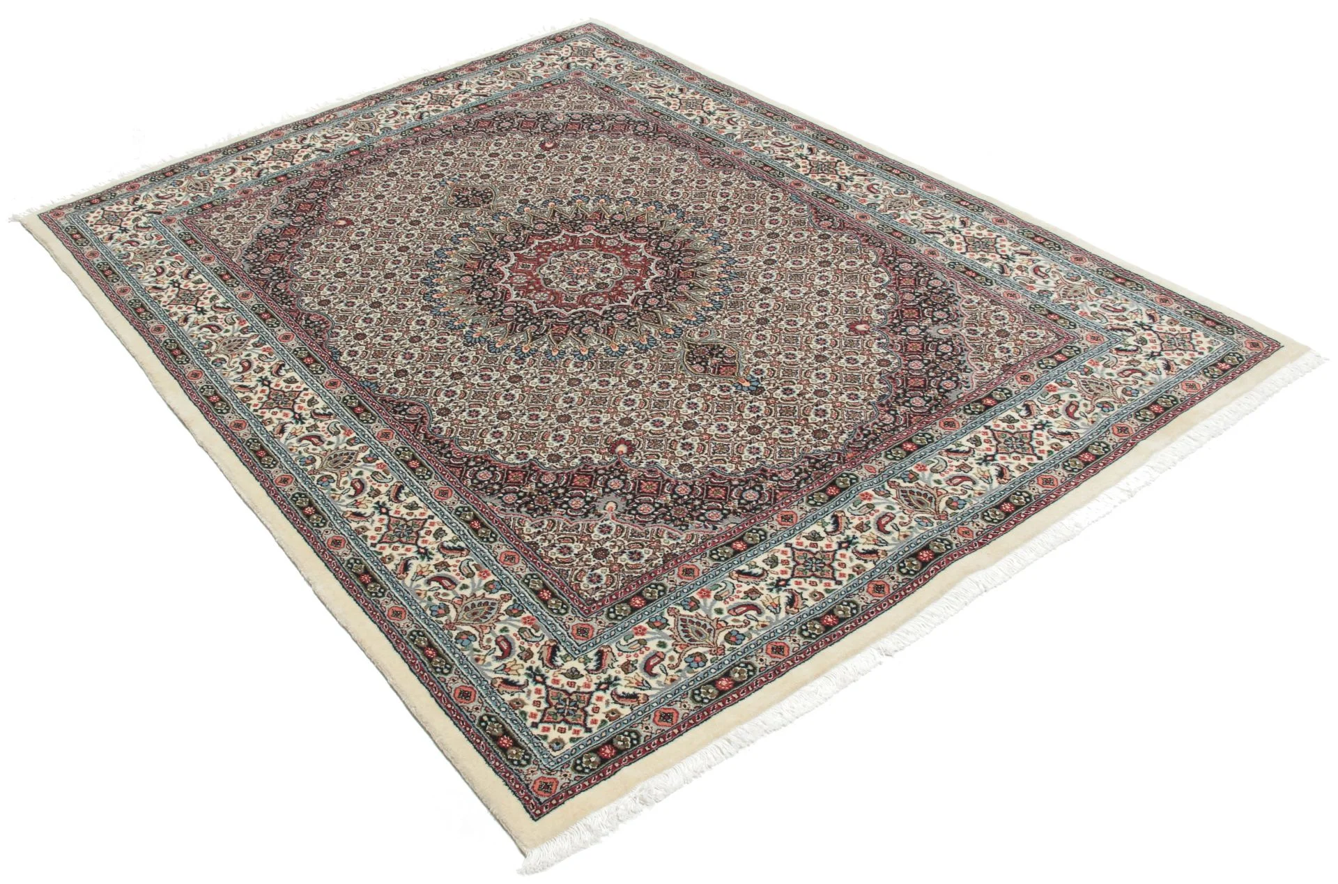 Hand-Knotted Wool Moud Persian Rug, 148 × 200 cm
