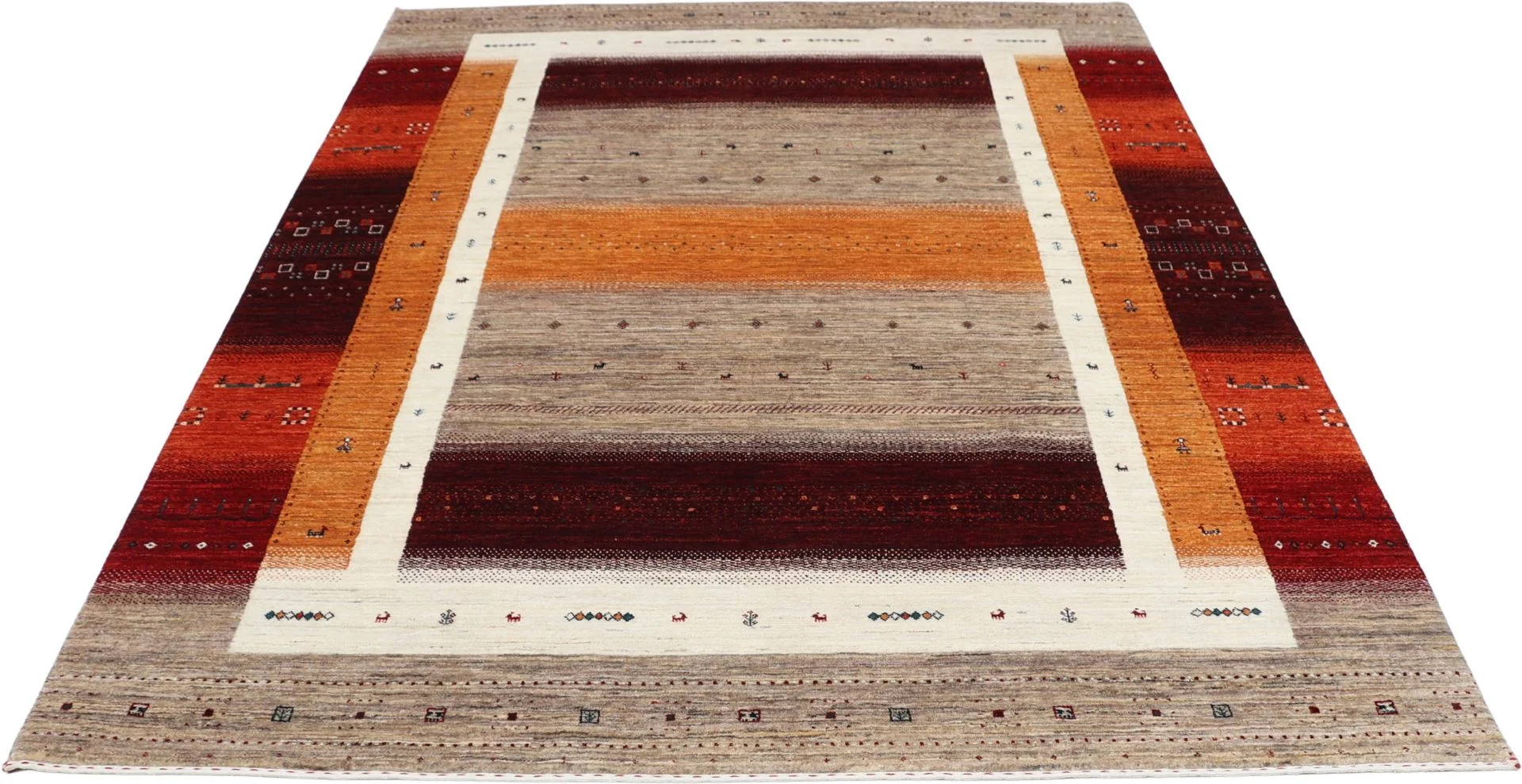 orientteppich-loribaft-201-x-260-cm-schurwolle-handgeknupft-11 Hand-Knotted Wool Loribaft Indian Rug, 201 × 260 cm
