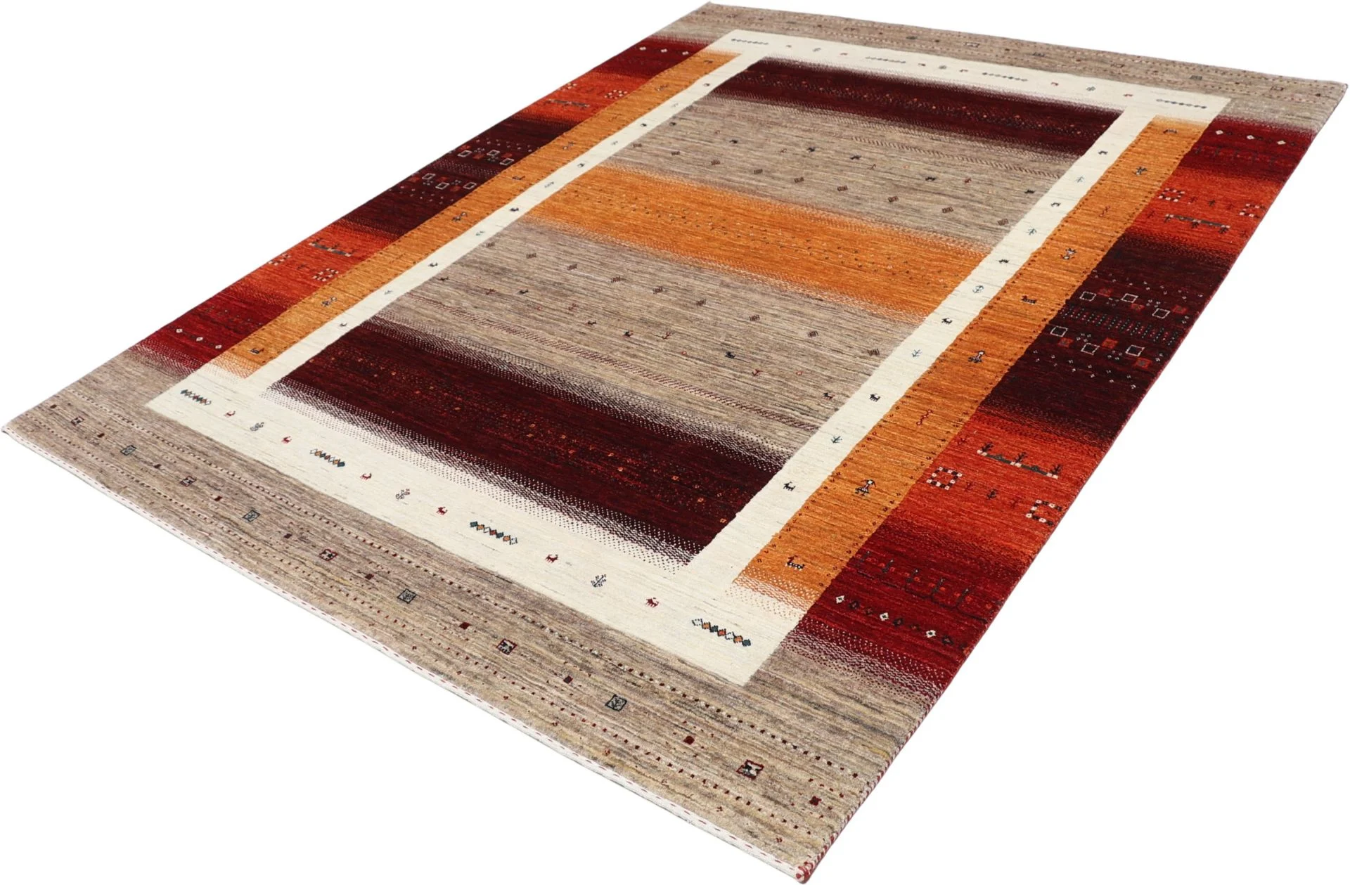 orientteppich-loribaft-201-x-260-cm-schurwolle-handgeknupft-14 Hand-Knotted Wool Loribaft Indian Rug, 201 × 260 cm