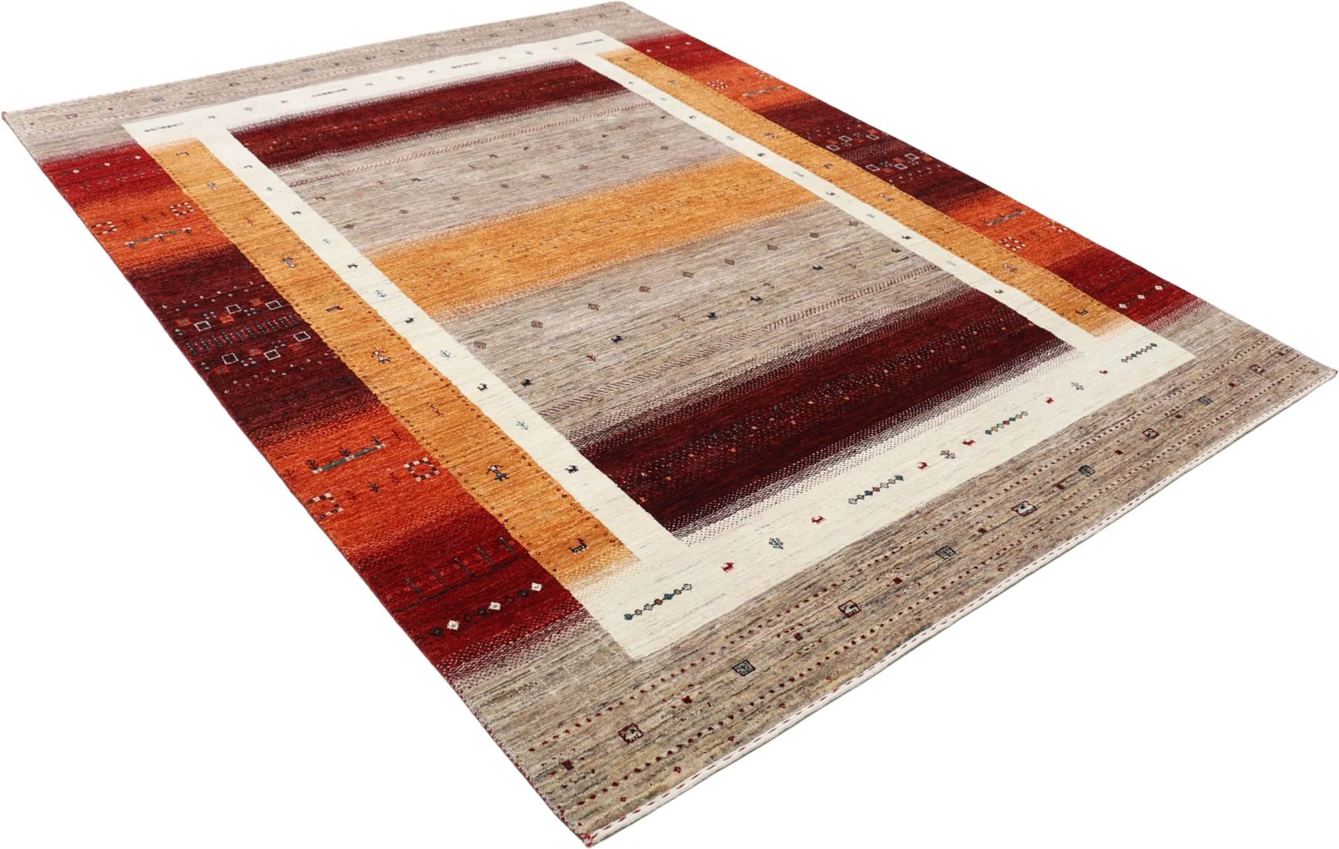 orientteppich-loribaft-201-x-260-cm-schurwolle-handgeknupft-18 Hand-Knotted Wool Loribaft Indian Rug, 201 × 260 cm