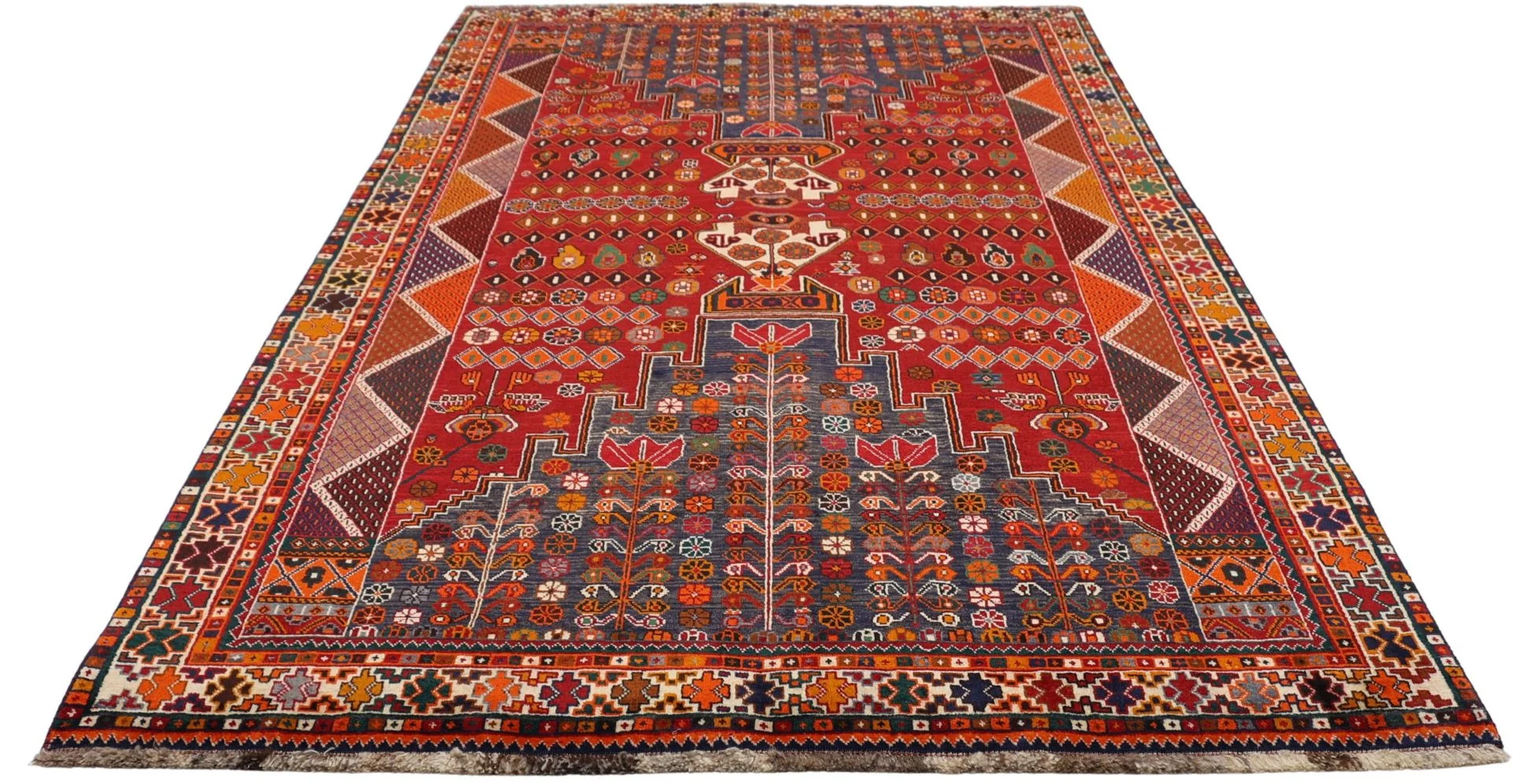 Hand-Knotted Wool Shiraz Persian Rug, 162 × 270 cm