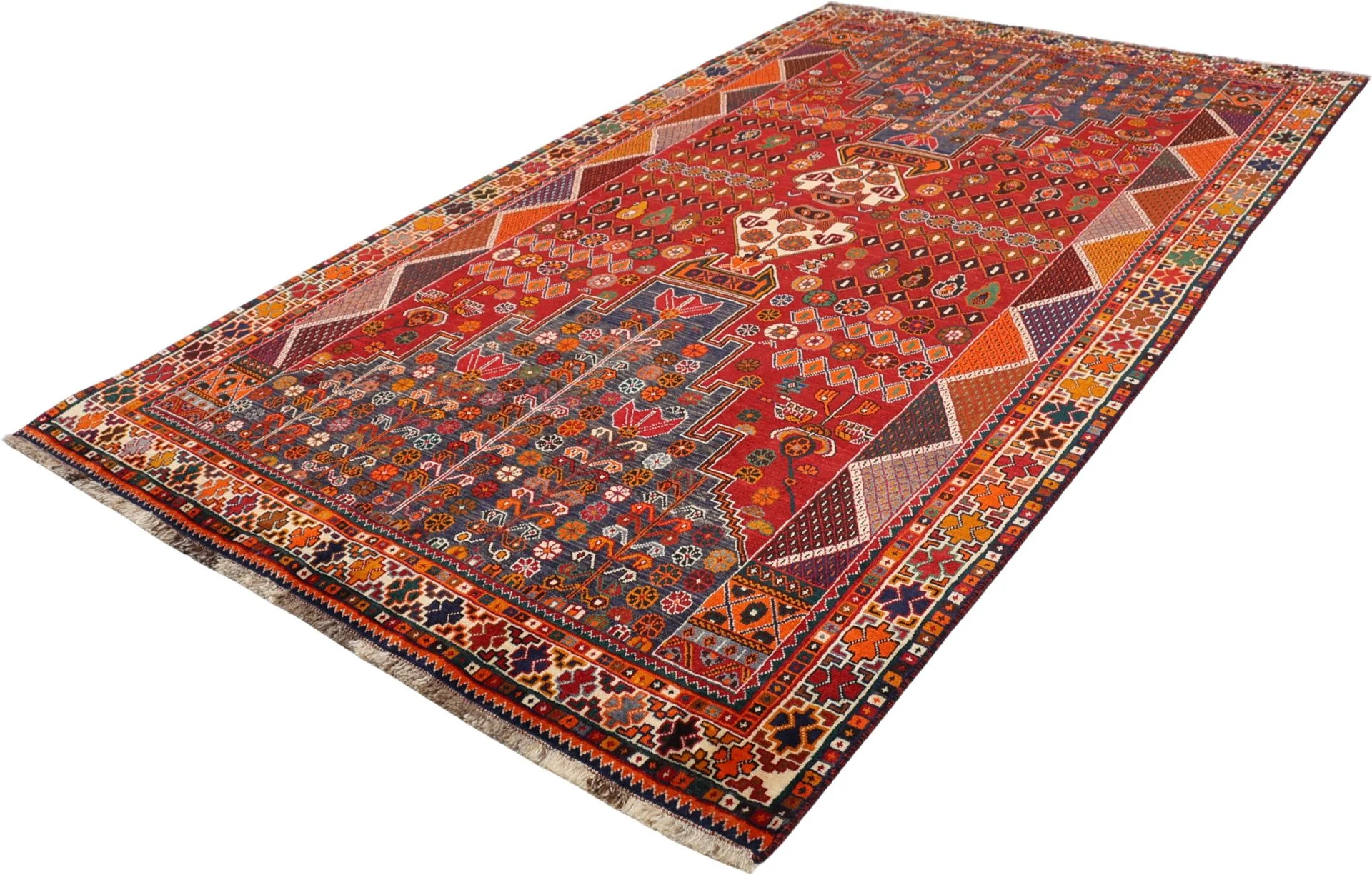 Hand-Knotted Wool Shiraz Persian Rug, 162 × 270 cm
