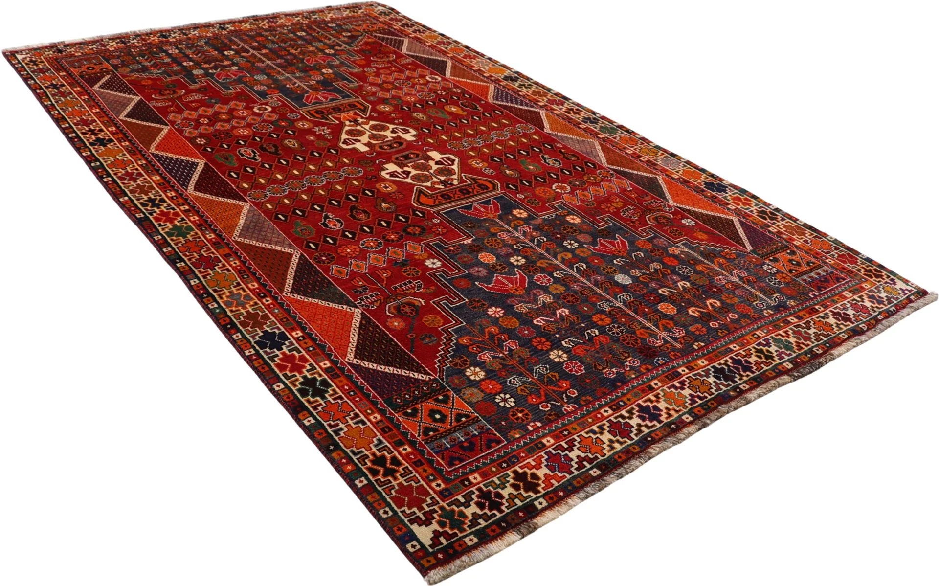 Hand-Knotted Wool Shiraz Persian Rug, 162 × 270 cm