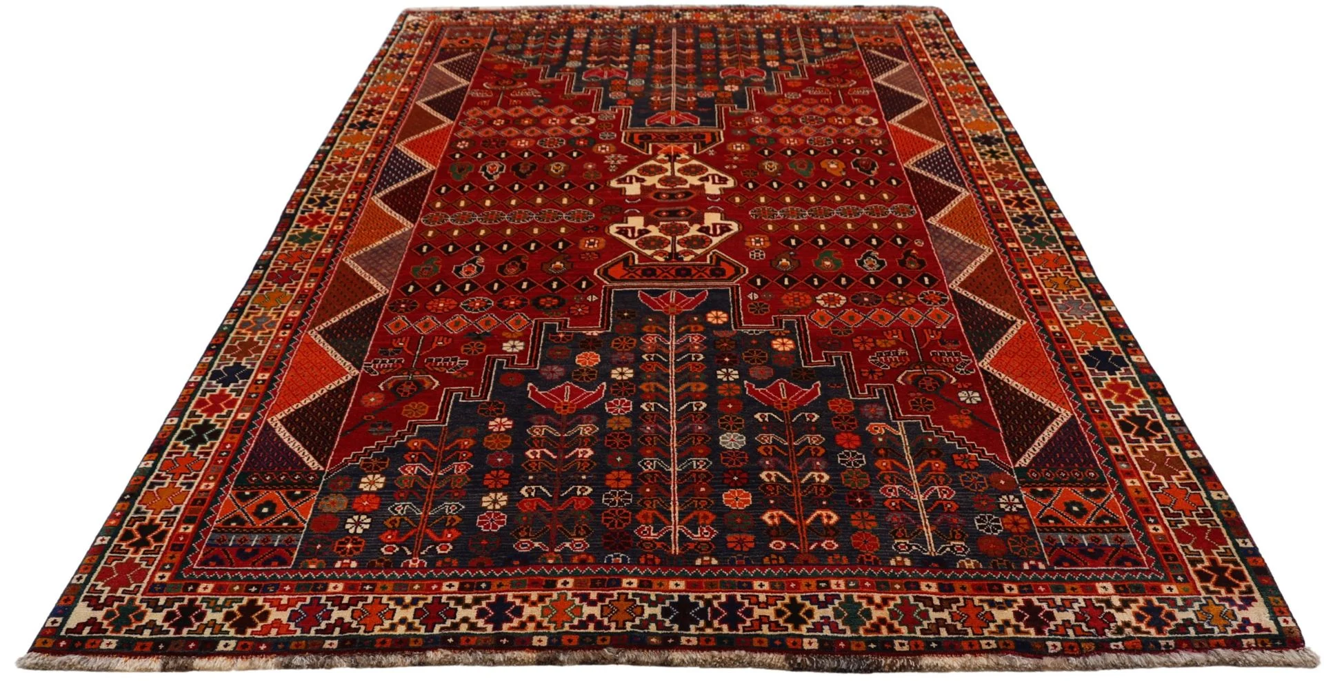 Hand-Knotted Wool Shiraz Persian Rug, 162 × 270 cm