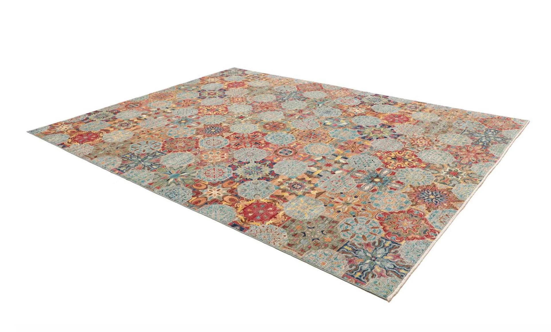 Hand-Knotted Wool Samarkand Pakistani Rug, 240 × 306 cm