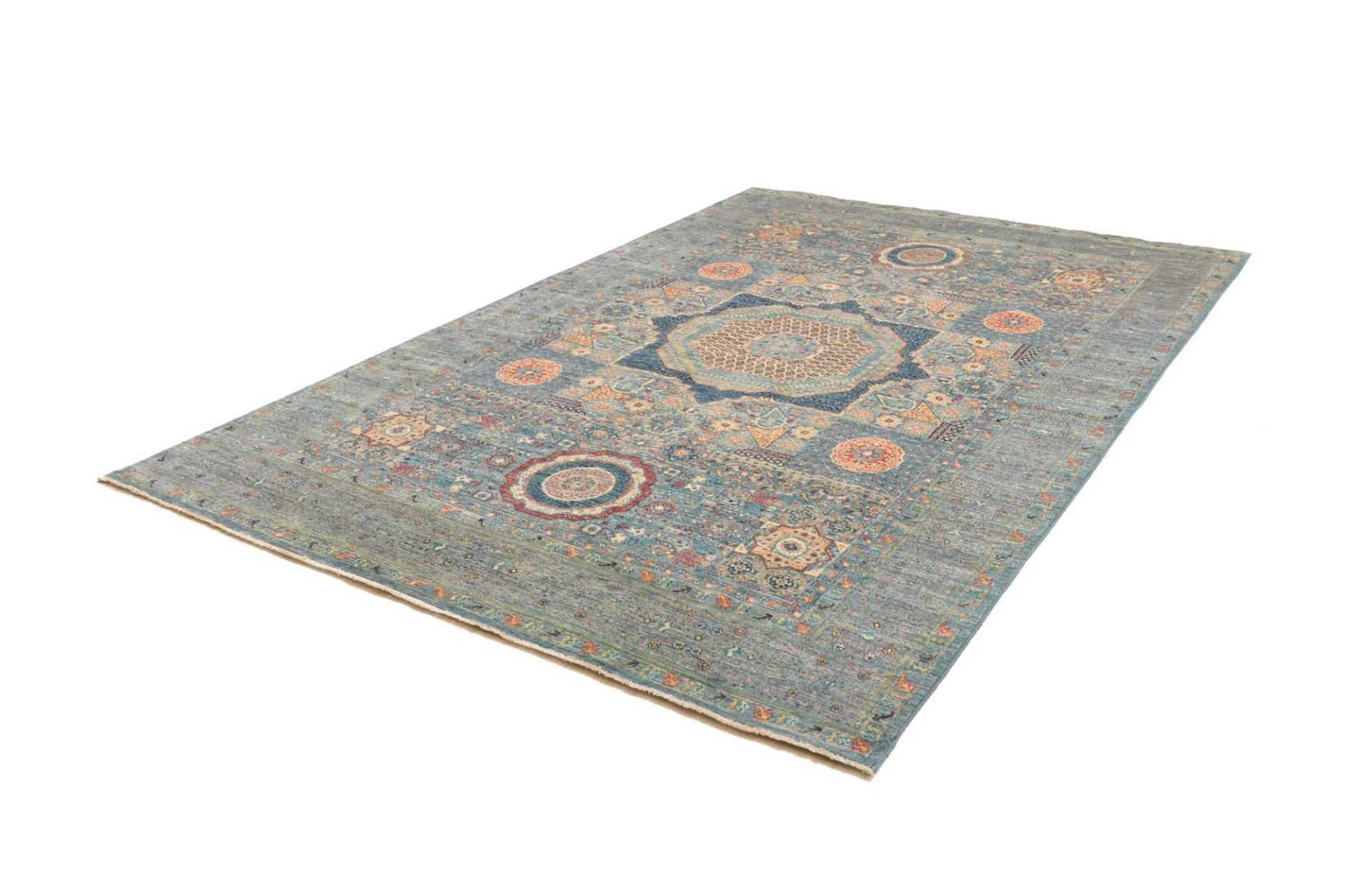 Hand-Knotted Wool Mamluk Pakistani Rug, 209 × 289 cm