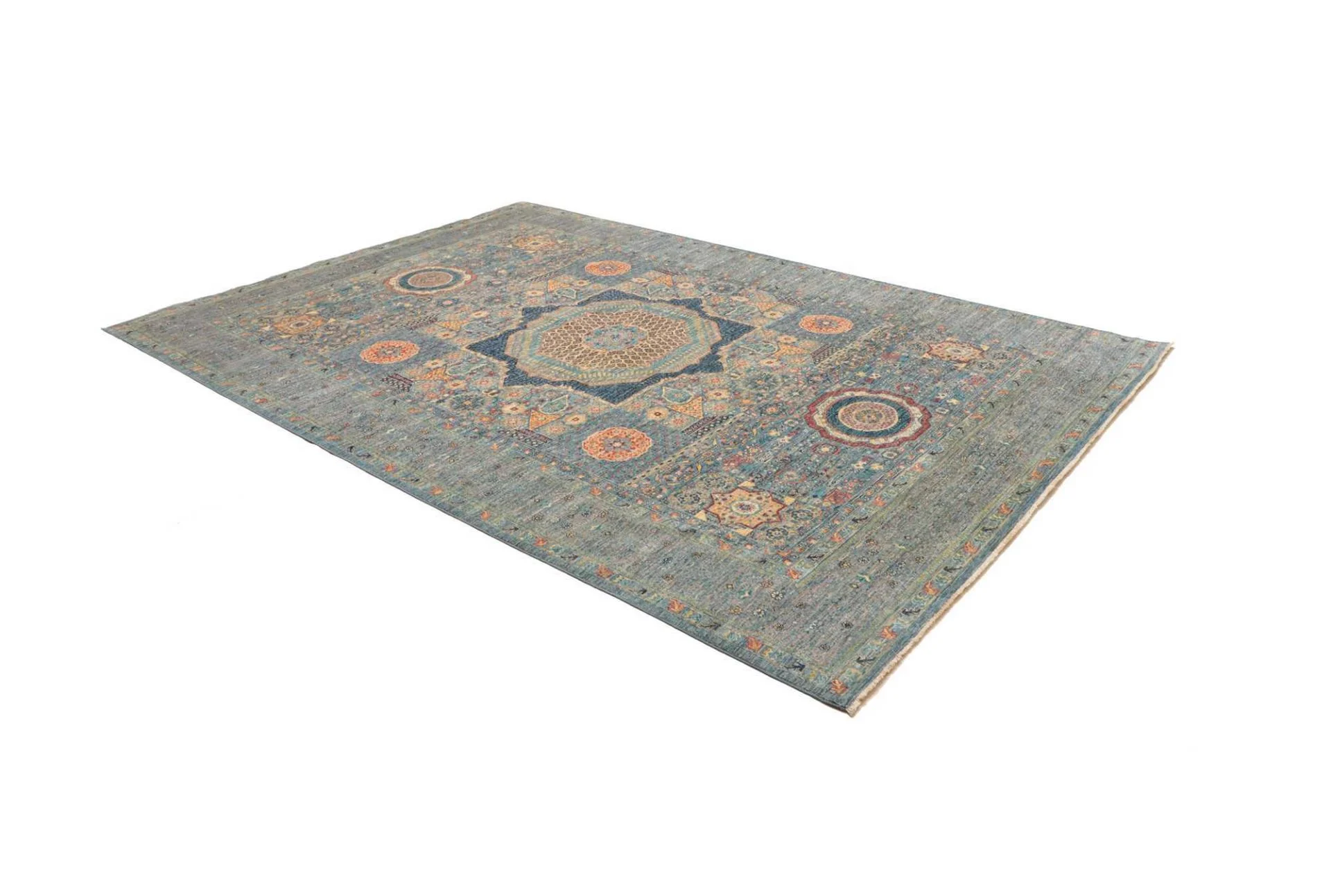 Hand-Knotted Wool Mamluk Pakistani Rug, 209 × 289 cm