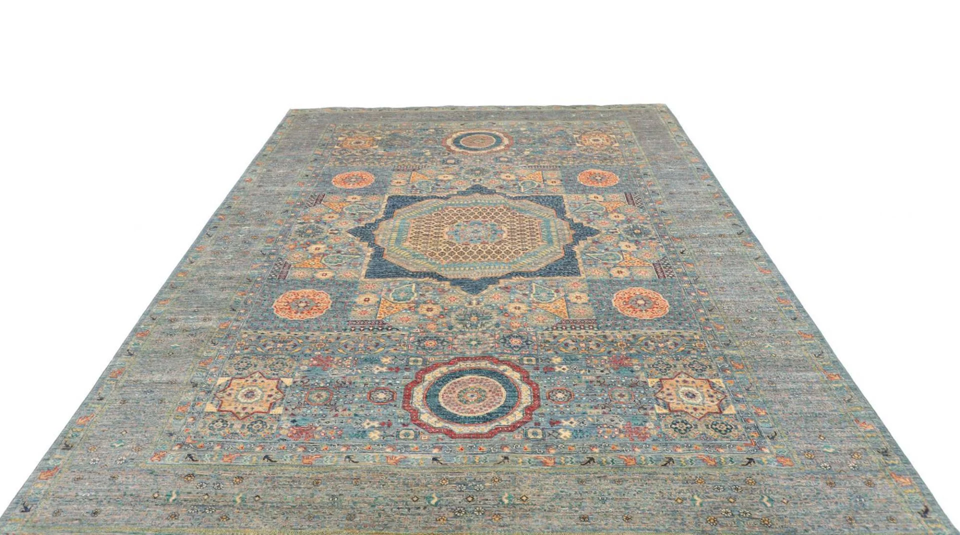 Hand-Knotted Wool Mamluk Pakistani Rug, 209 × 289 cm
