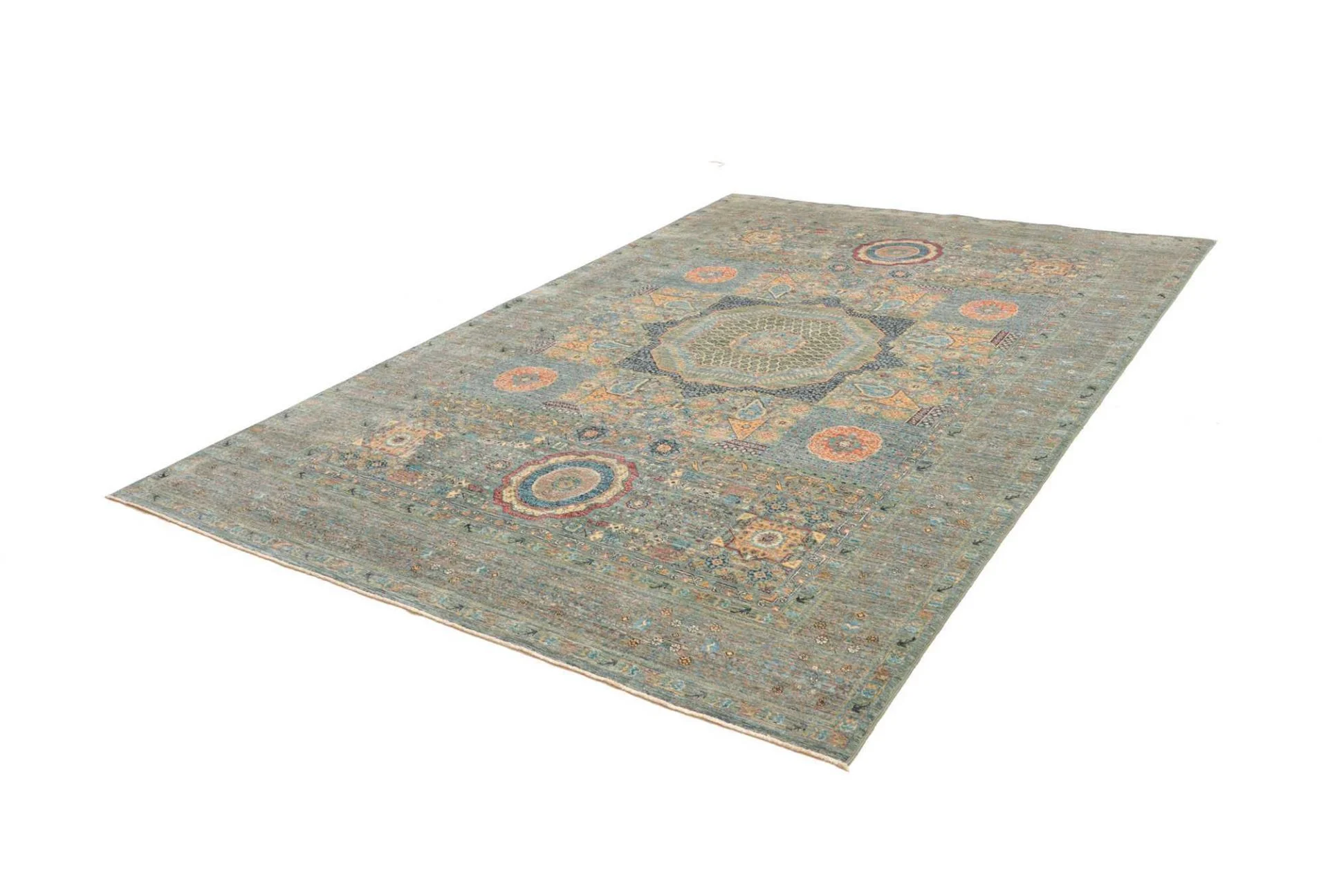 Hand-Knotted Wool Mamluk Pakistani Rug, 211 × 306 cm