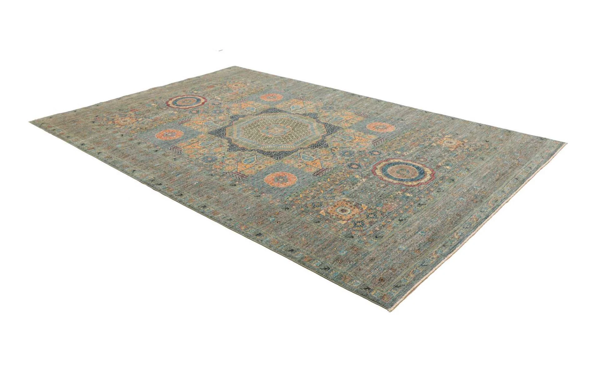 Hand-Knotted Wool Mamluk Pakistani Rug, 211 × 306 cm