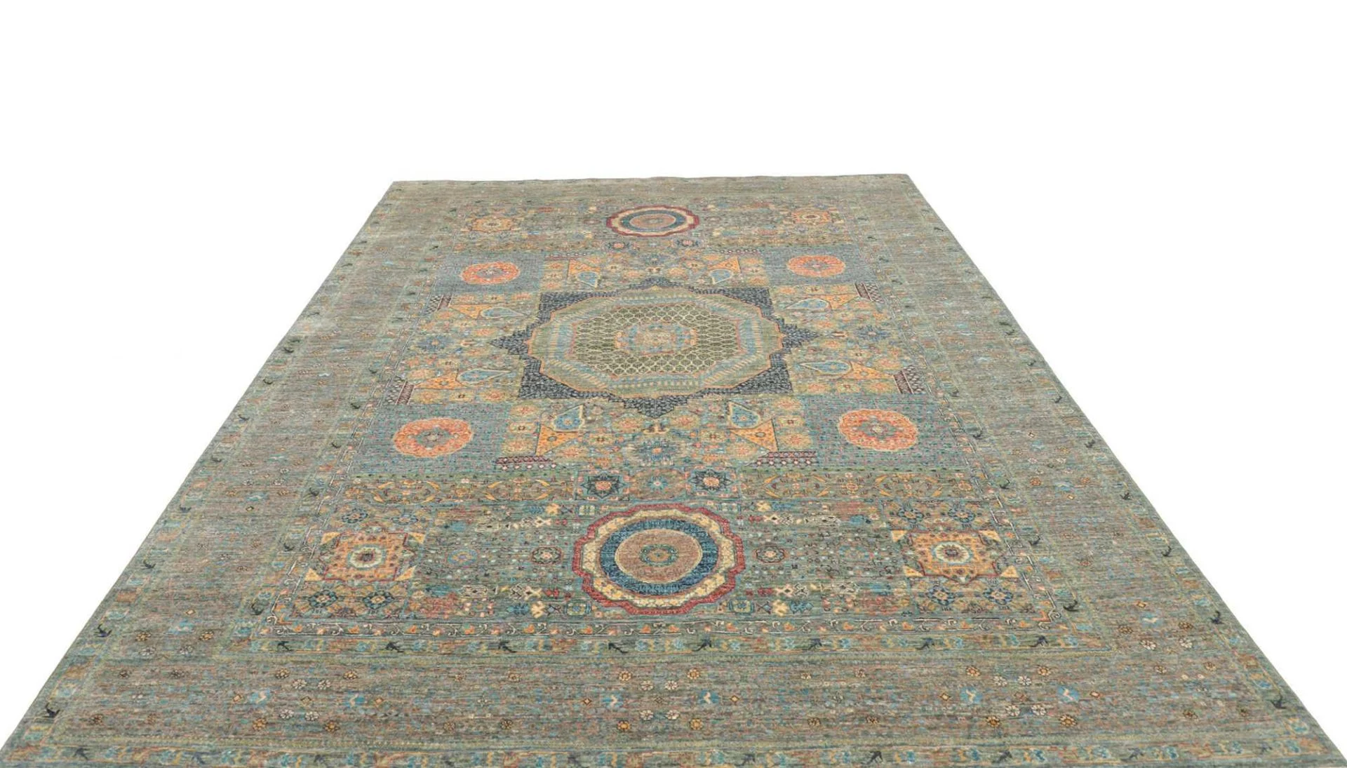 Hand-Knotted Wool Mamluk Pakistani Rug, 211 × 306 cm