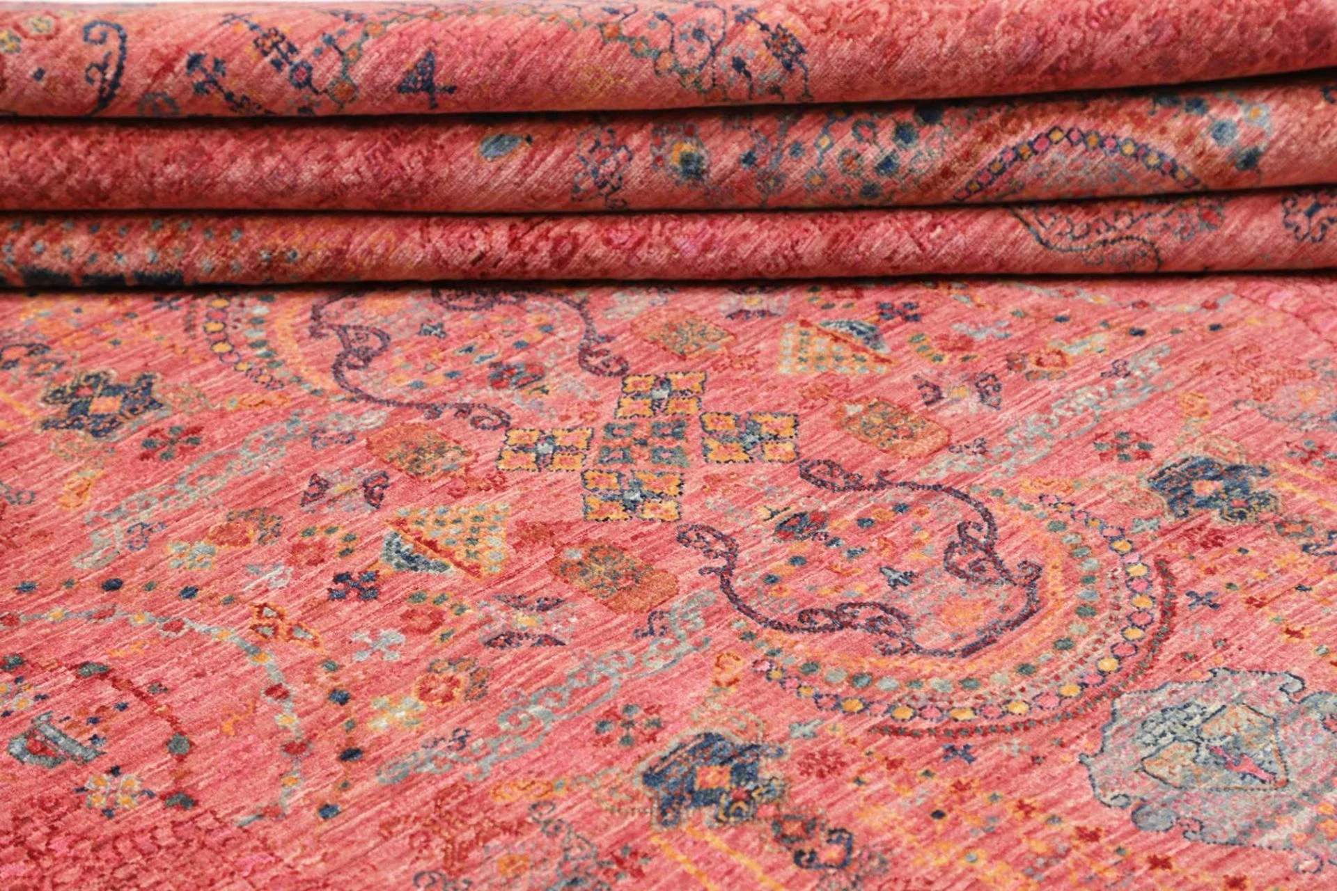 Hand-Knotted Wool Samarkand Pakistani Rug, 252 × 287 cm