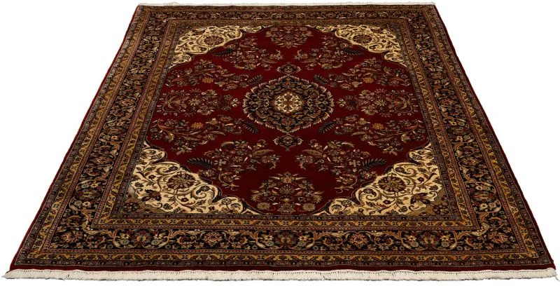 Hand-Knotted Wool Sarouk Indian Rug, 196 × 244 cm