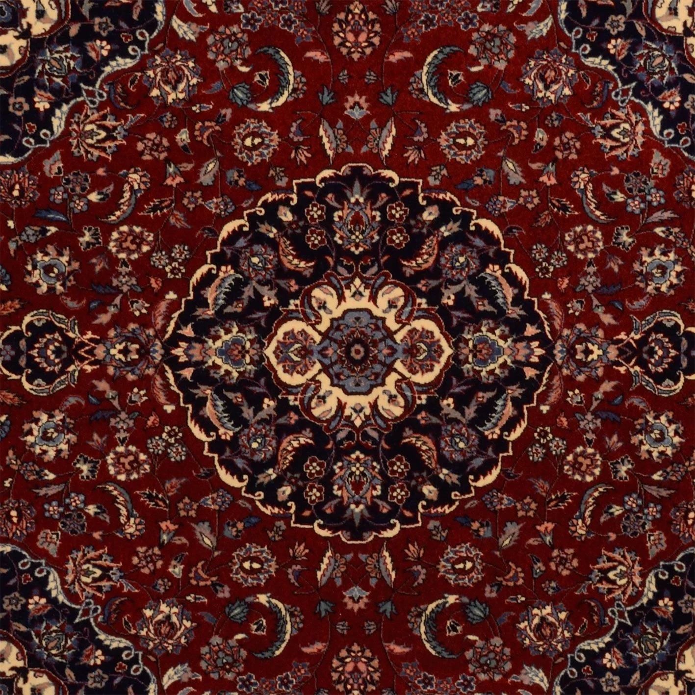 Hand-Knotted Wool Isfahan Chinese Rug, 205 × 205 cm