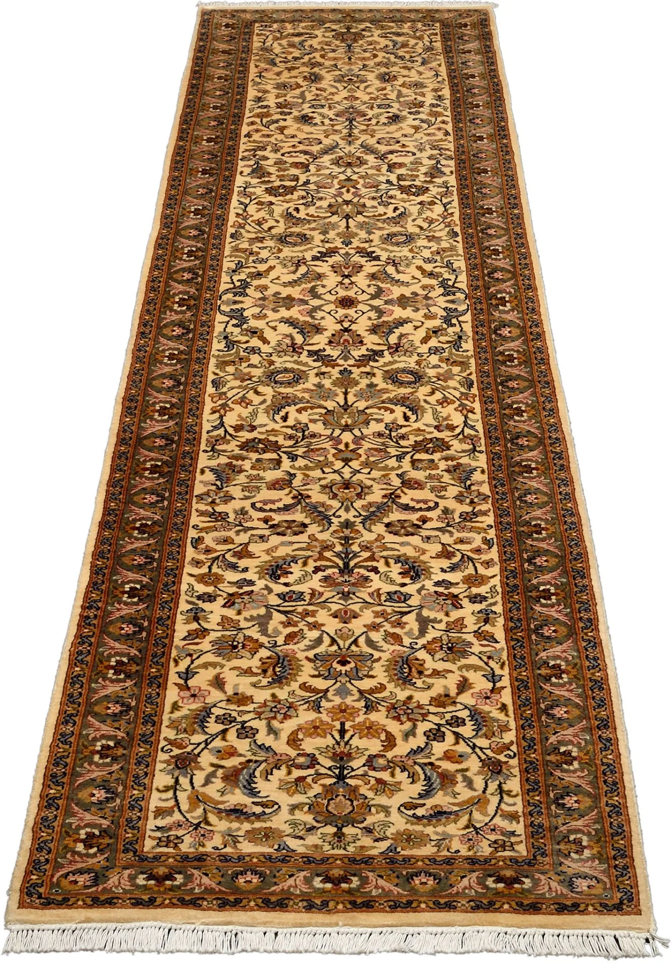 Tabriz Pakistani Rug — hand-knotted, 77 × 370 cm, Wool