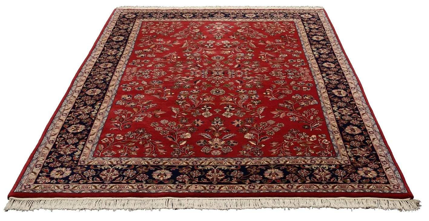 Hand-Knotted Wool Sarouk Indian Rug, 212 × 305 cm