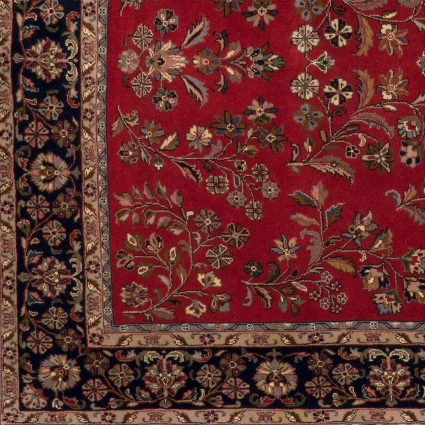Hand-Knotted Wool Sarouk Indian Rug, 212 × 305 cm