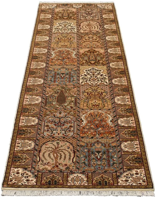 Qom Indian Rug — hand-knotted, 81 × 303 cm, Wool