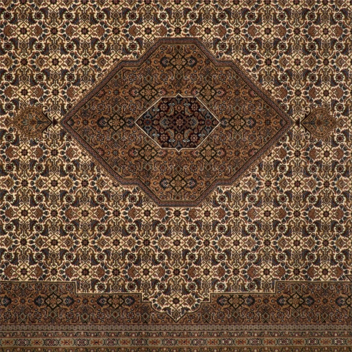 Hand-Knotted Wool Tabriz Indian Rug, 201 × 291 cm