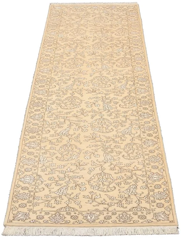 Hand-Knotted Wool Tabriz Indian Rug, 80 × 299 cm