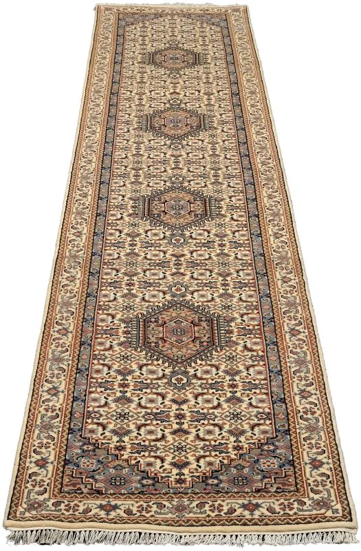 Hand-Knotted Wool Bijar Indian Rug, 80 × 412 cm