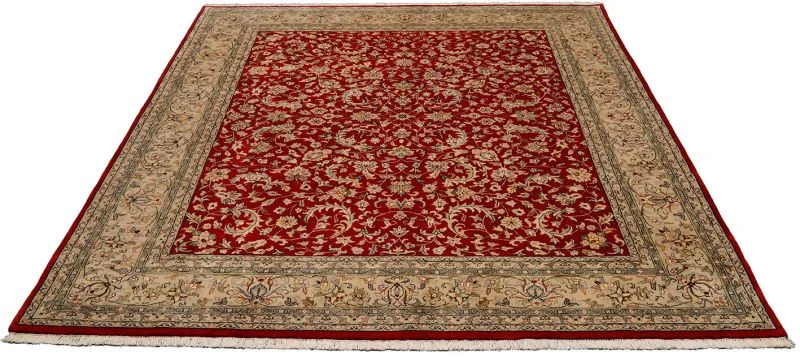 Hand-Knotted Wool Isfahan Indian Rug, 249 × 290 cm
