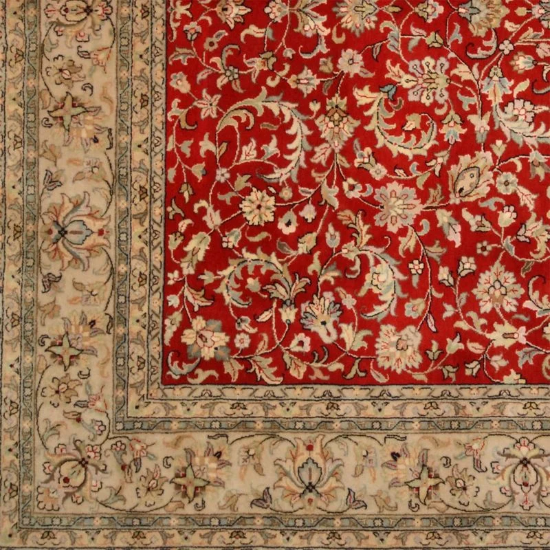 Hand-Knotted Wool Isfahan Indian Rug, 249 × 290 cm