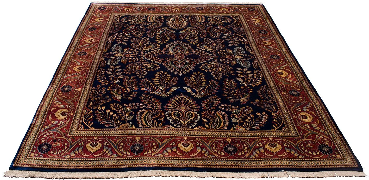 Hand-Knotted Wool Sarouk Indian Rug, 249 × 305 cm