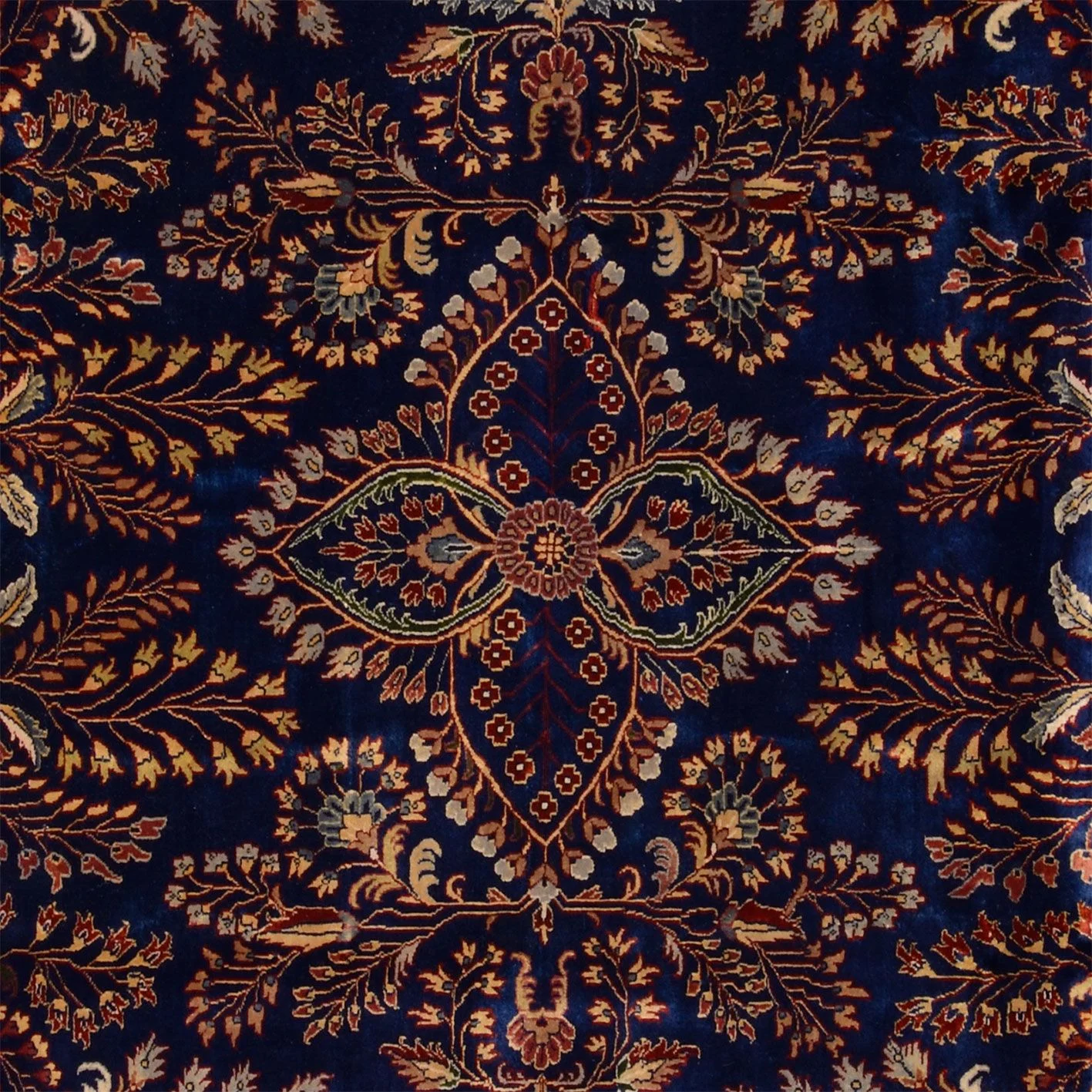 Hand-Knotted Wool Sarouk Indian Rug, 249 × 305 cm