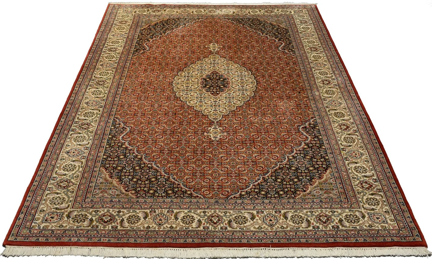 Hand-Knotted Wool Tabriz Indian Rug, 203 × 298 cm