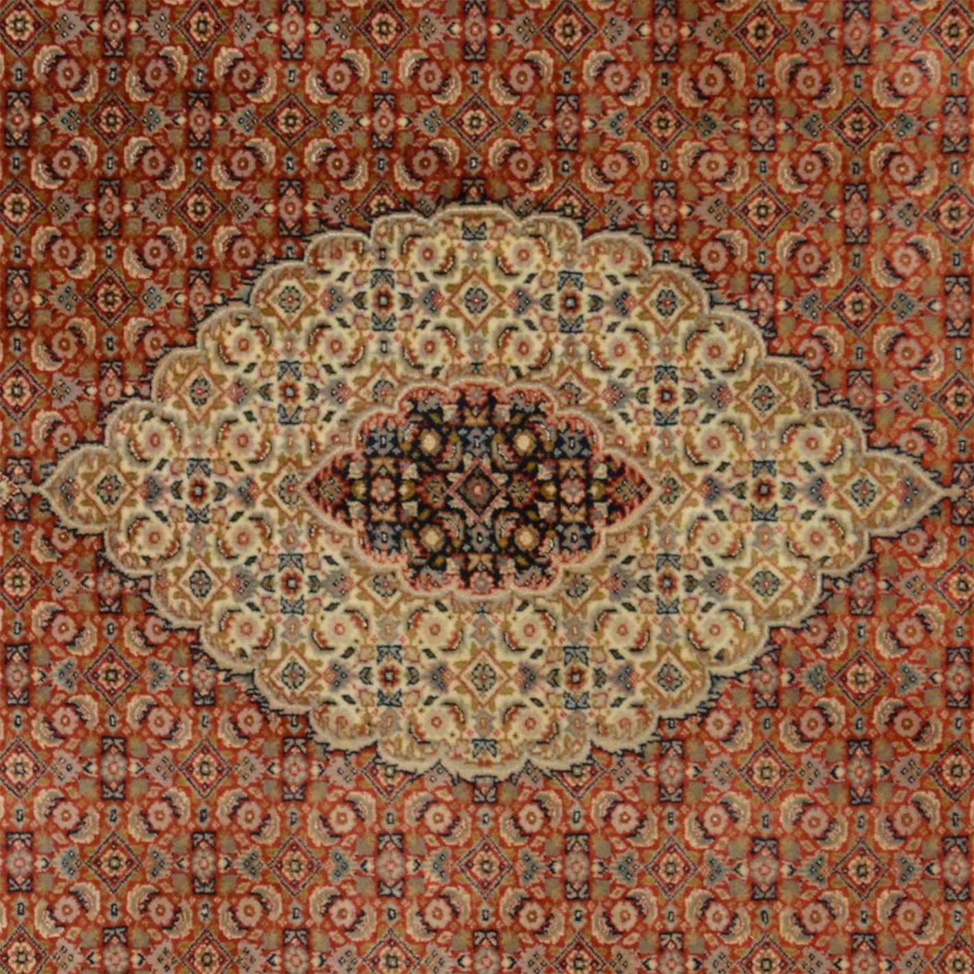 Hand-Knotted Wool Tabriz Indian Rug, 203 × 298 cm