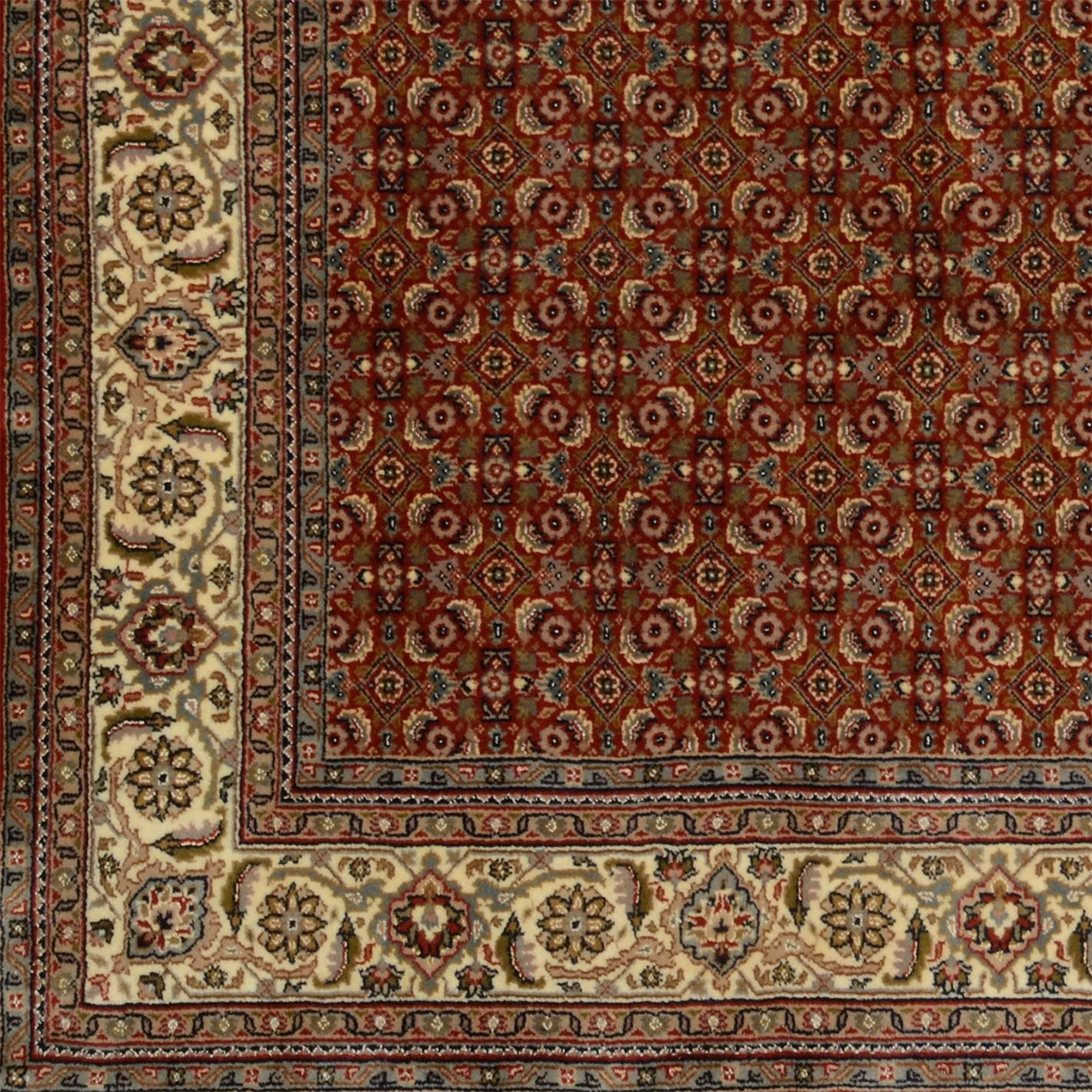 Hand-Knotted Wool Tabriz Indian Rug, 200 × 291 cm