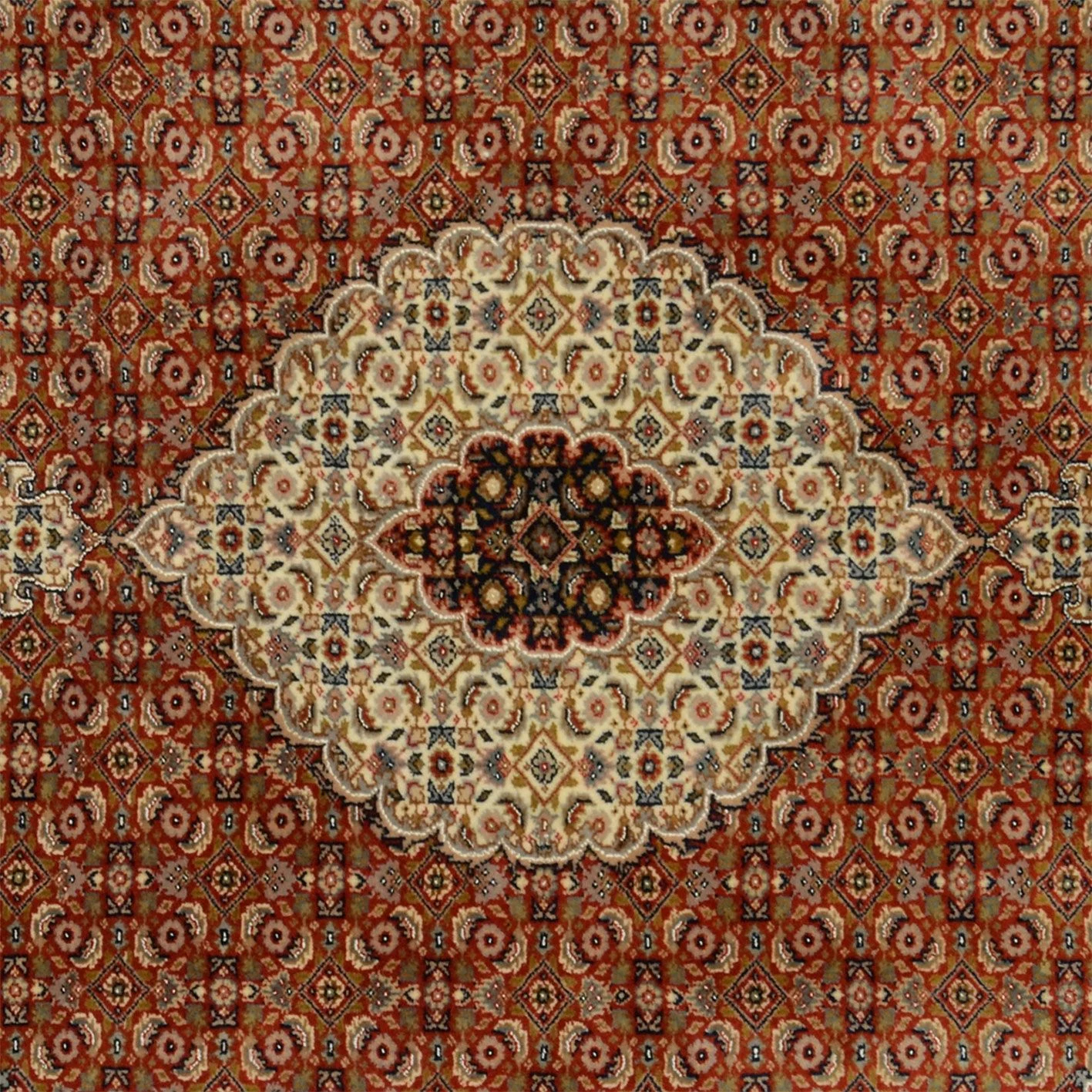 Hand-Knotted Wool Tabriz Indian Rug, 200 × 247 cm