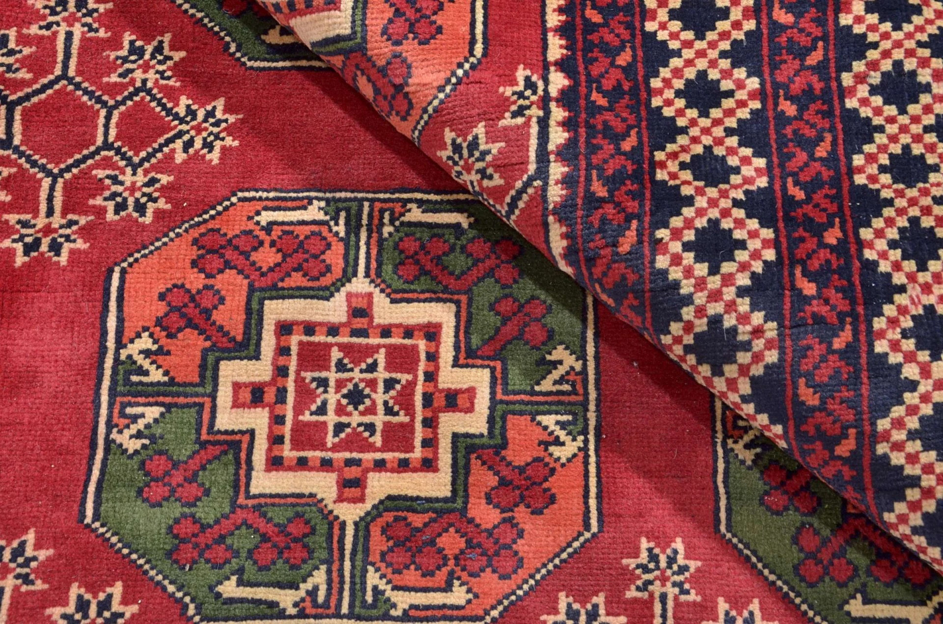 Turkmen Afghan Rug 198 × 288 cm, Wool, hand-knotted