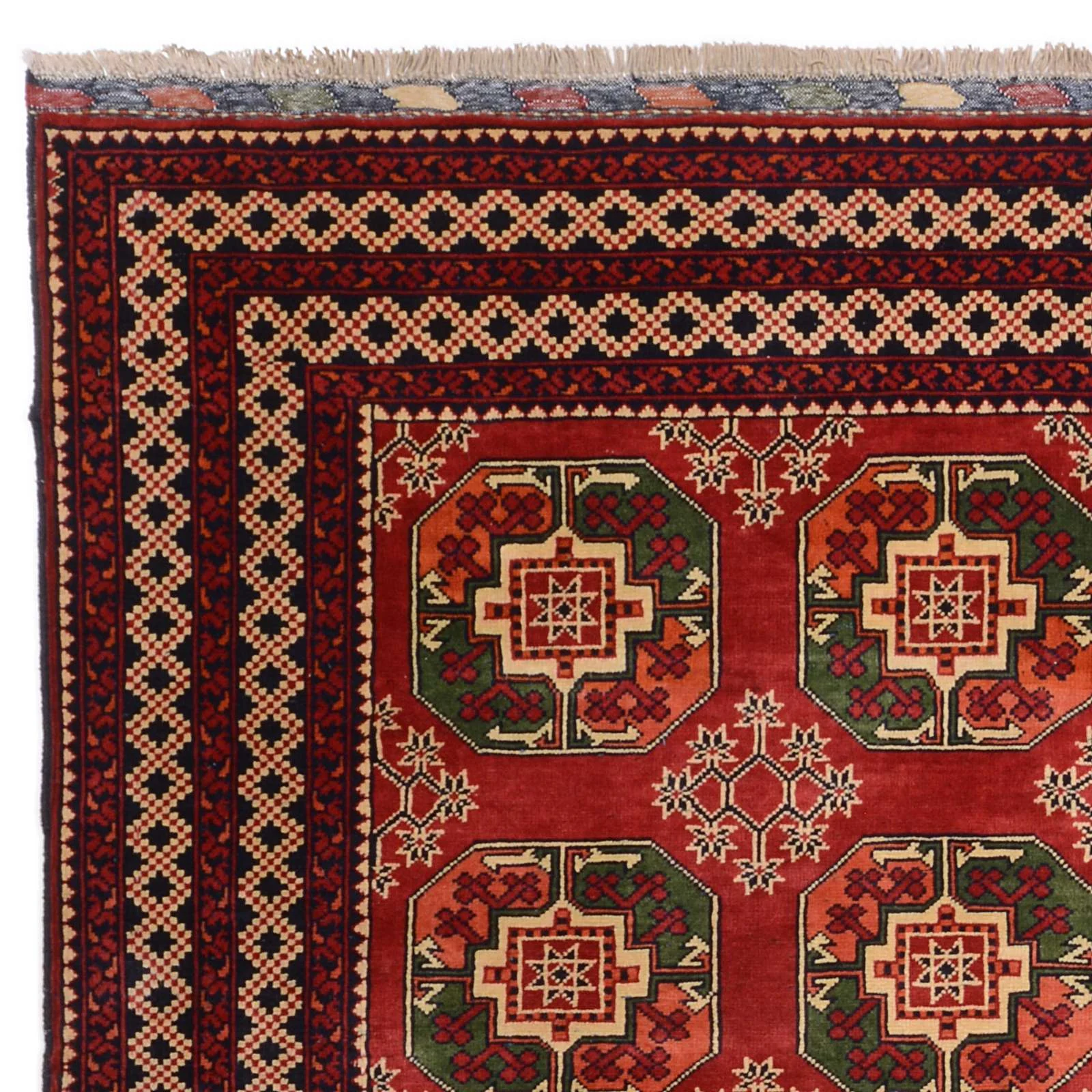 Turkmen Afghan Rug 198 × 288 cm, Wool, hand-knotted