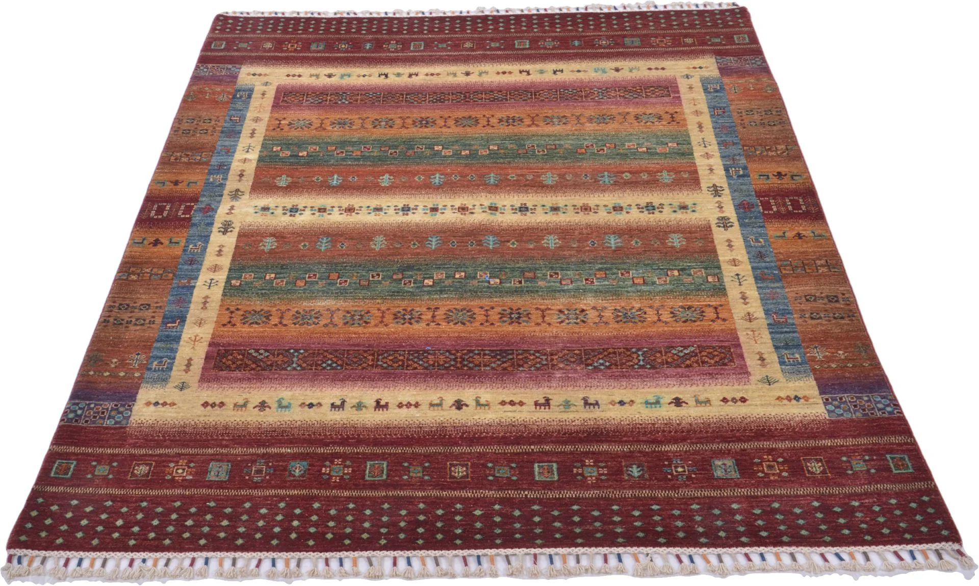 Hand-Knotted Wool Samarkand Afghan Rug, 171 × 244 cm